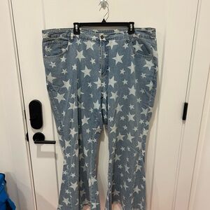 SHEIN Blue and White Denim Jeans